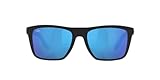 Costa Del Mar Mens Mainsail Rectangular Sunglasses, Matte Black/Blue Mirrored Polarized 580G, 55 mm