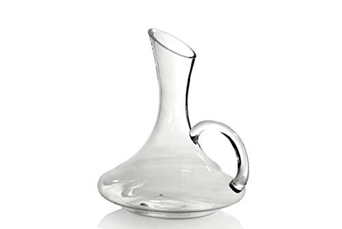 GICOS IMPORT EXPORT SRL Caraffa Decanter per Vino con Manico in Vetro, 1.5 Litri, Decanter per Vino Nuovo con Etichetta