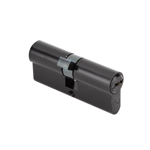 Bombín de Seguridad para Puertas, Cilindro de Cerradura con Llave de Puntos, Protección Antibumping y Antiganzúa, Latón Negro, 35x35 mm, Doble Entrada de Llave, 5 Llaves Incluidas