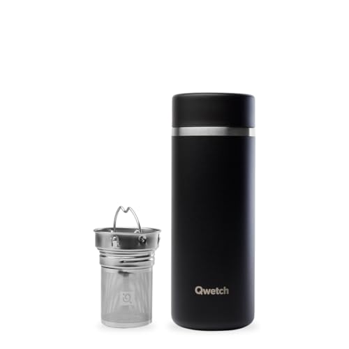Qwetch - Théière Isotherme Nomade 400ml - Infuseur avec 2 Filtres - 12h Chaud / 24h Froid - Étanche, Réutilisable & Durable - Pour Thé, Café, Tisane,...