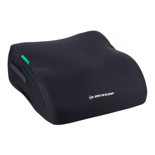 Dunlop Sitzerhöhung Auto Kinder Schwarz - Kindersitzerhöhung ECE R129 - Ergonomischer Kindersitz Ab 3 Jahre - Kinderautositz Mit Waschbarem Bezug - Sitzkissen Auto Für Kinder 135-150 cm