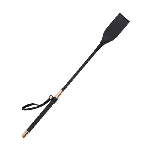 Tnzudu Horse Whip Black Riding Crop 18 Inches Long PU Leather Equestrian Teaching Whip