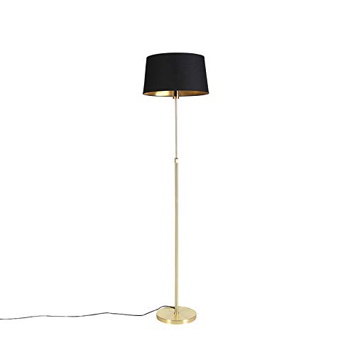 Qazqa Lampada Da Terra Parte Con Paralume In Velluto Blu - Regolabile In Altezza (103-143 Cm) - Stile Classico - Attacco E27