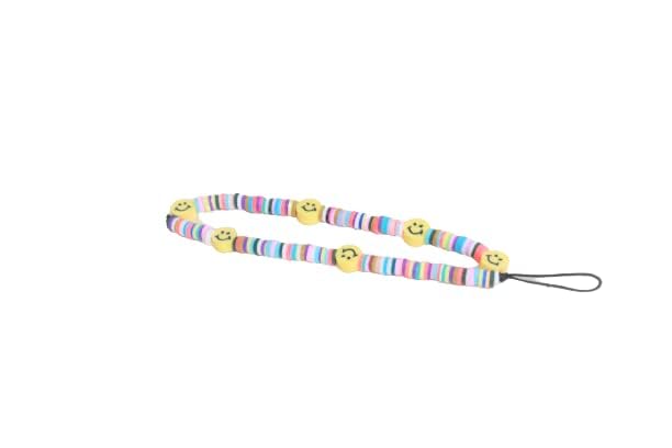 Image of Stylish Smiley Colorful Beaded Phone Charm| made with colorful beads yellow color smileys