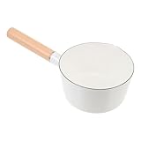 BESPORTBLE Emaille Milchtopf 14cm Weiß Multifunktionaler Kleiner Kochtopf für Babys Suppen Instantnudeln Leichter Tragbarer Haushaltstopf für Herd und Alltag