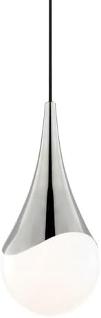 MITZI HUDSON VALLEY LIGHTING H375701S-PN Ariana Pendants, 1-light, 60W, Polished Nickel Finish, Opal Glossy Glass (7.5''W x 16''H)