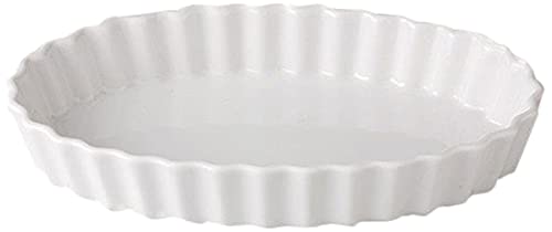 Set of 5 Baking Tableware, White Tachi Chrysanthemum Oval 10, 10.2 x 6.5 inches (26 x 16.5 cm), 23.6 oz (681 g), Pie Dish, Hotel, Restaurant, Cafe, Western Tableware, Restaurant, Commercial Use,