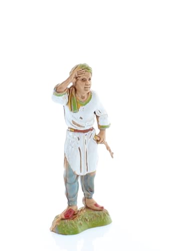 Moranduzzo Arab Shepherd Looking Out for Nativity Scene 4 Inch Scale 1:20, Height 3.38 in, Resin Figure, Hand-Painted - Image 4