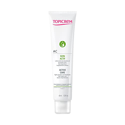 Topicrem - AC Soin Actif - Soin Anti-Imperfections Visage - Crème Boutons, Points Noirs, Acné - Peau Lisse et Matifiée - Peaux Sensibles, Adolescent et Adulte - 40 ml