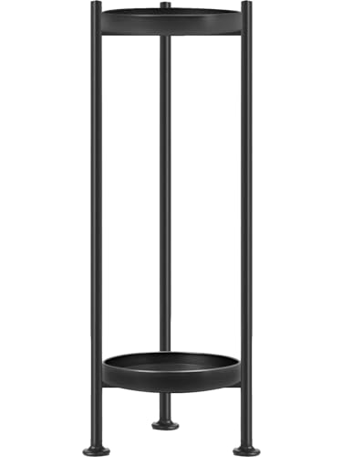 Lilybud--lily Plant Stand Indoor Outdoor, 2 Tier Iron Plant Stand, 30'' Tall Pedestal Stand Outdoor, Metal Flower Stands for Indoor Plants, Balcony, Living Room