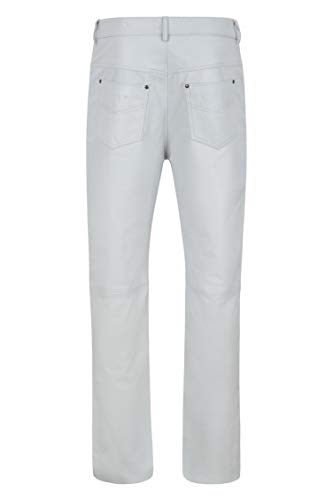 Mens Leather Pants Biker Trouser White Jeans Style Soft Nappa Leather Bottom 5012