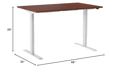 FLEXISPOT EN1 One-Piece Standing Desk 48 x 30 Inch Height Adjustable Desk for Home Office and Computer Workstation (White Frame + 48" Mahogany Top, 2 Packages)