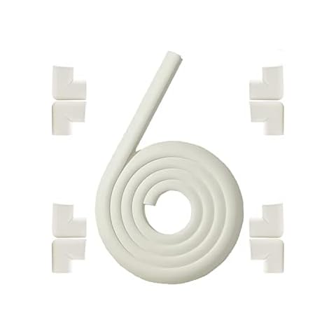 Trongle 2M Extra Thick Foam Safety Strip and 8 Baby Safety Corner Protectors, Baby Corners and Edge Protectors with Double Sided Strong Tape, Edge Protector for Furnitures, Cupboard (Oyster White) Cover