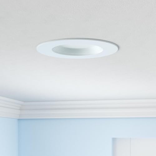 Image of HALO 5 inch / 6 inch LED Recessed Light Trim with 5 Color Temperatures, Dimmable Baffle Can Lights for Ceiling, 6-Pack. 750 Lumens LT56079FS1EWHR6PK