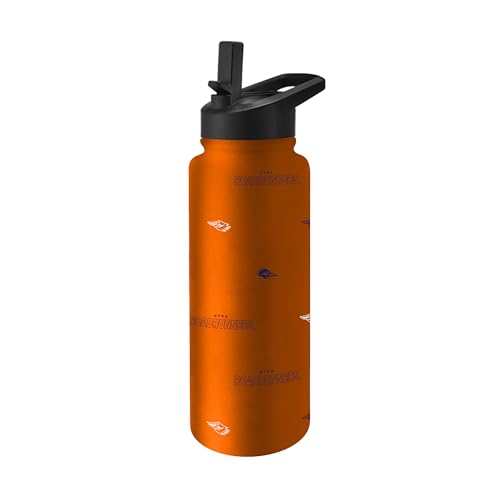 Image of Logo Brands NCAA UTSA Roadrunners Step & Repeat 34 oz Stainless Steel Quencher Bottle - All Over Logo Design, No-Spill Lid, Easy Carry Handle - Keeps Drinks Cold For Hours