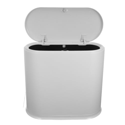 Kichouse bote de basura con tapa de 15l color gris claro