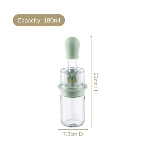 Image of Nestasia 2 in 1 Glass Oil Spray & Brush Bottle for Kitchen (180 ml) - Separate Silicone Brush & Oil Storage Compartments with Dropper | Leakproof Oil Container for Cooking, Baking, Marinating & BBQ