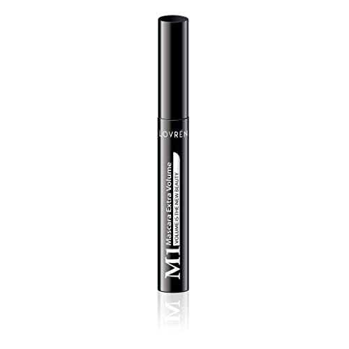 Lovren Mascara M1 Extra Volume, Voluminizadora e Incurvante sin níquel Parabeni, Dermatológicamente testado, fabricado con celdas naturales, negro, 10 milímetros