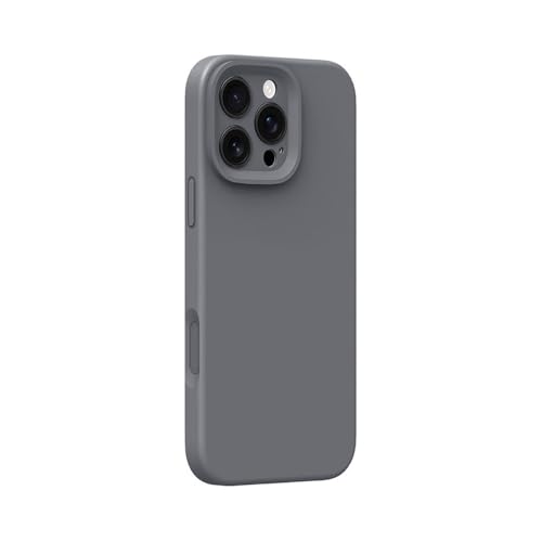 Coque silicone iPhone 14 gris foncé idéale pour photos en voyage