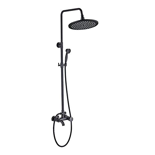 Ensemble de robinet de douche haut de gamme bronze noir avec grand pommeau mural encastré de 12 pouces