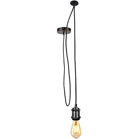Industrial Pendant Lighting Black Adjustable Hanging Ceiling Light Fixture Multi-Way E27 Edison Lamp Holders for Kitchen Dining Room Hallway Bedroom (1 arms) Cover