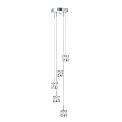 Image of Searchlight 6775-5-LED Ice Cube Five Light LED Cluster Ceiling Light in Chrome with Clear Glass