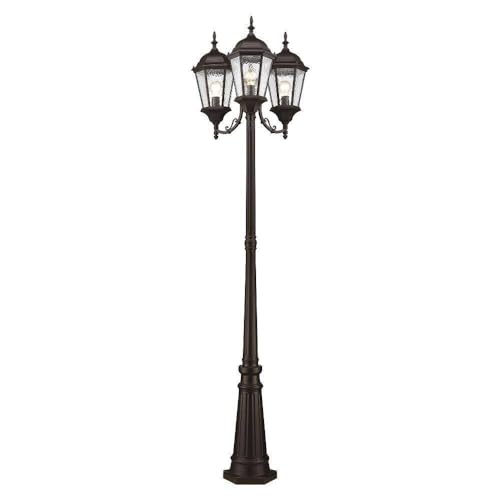 Hamilton 3 Light Outdoor 3 Head Post, Bronze, 86" x 24.5" x 86" - Livex Lighting 7553-07