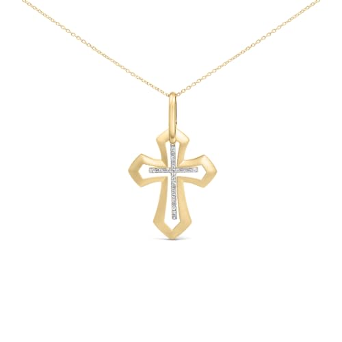 Haus of Brilliance Gold Vermeil Diamond Accent Roman Cross Pendant Necklace