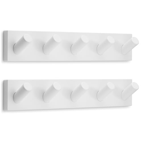 LARHN Perchero Pared Blanco (2 uds.) - 5 Colgadores XL - 42 cm - Percha