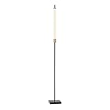 Adesso LED Floor Lamp – Black with Antique Brass and Frosted Shade, 4-Way Brightness, 12W Integrated LED Accent Light for Living Room, Bedroom, and Home Office, 72” Tall