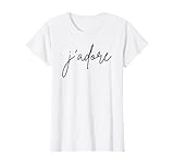 French T Shirts with Words White J'adore for Women