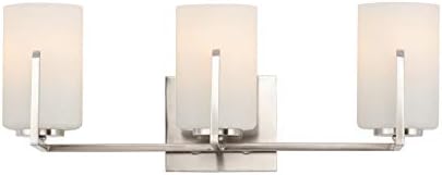 Maxim 21283SWSN Dart Three-Light Dimmable and LED Compatible Glass Cylinder Bathroom Vanity Wall Mount I 180 Watts I Satin Nickel I Modern Contemporary Light Fixture I