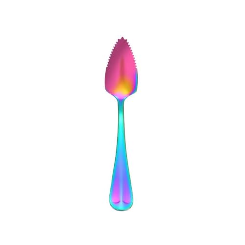 Stainless Steel Grapefruit Spoon Toothed Spoons Carted Edge Fruit Coffee Stirring Spoons Kitchen Ice Cream Dessert Spoon Stainless Steel Spoon (1pc Colorful)