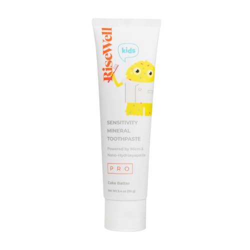 RiseWell PRO Kids Mineral Toothpaste - Micro & Nano Hydroxyapatite Toothpaste Kids - Made in USA Natural and Safe to Swallow Made by Dentist for Kids Daily Oral Care (Cake Batter Flavor)