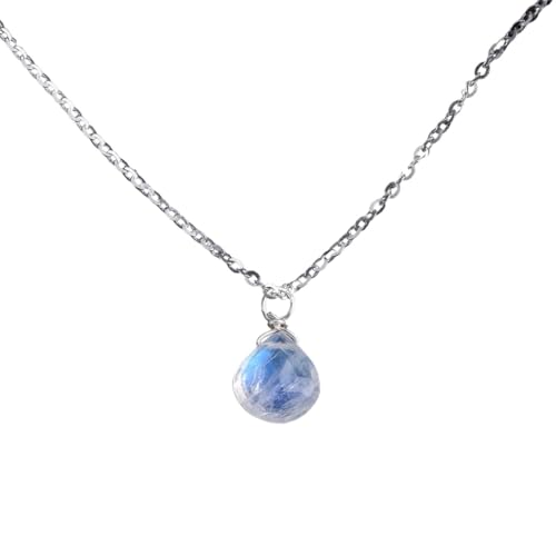 Collier pierre de lune naturelle argent S925 facetté