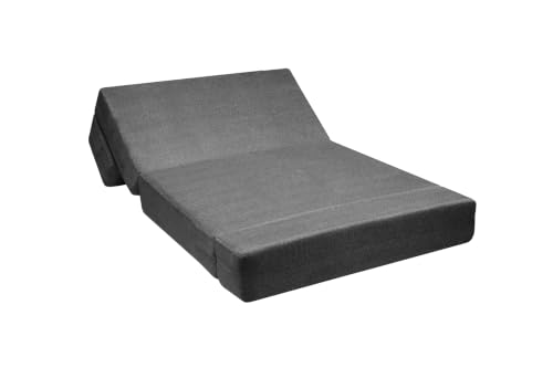 Image of Sofa Cum Bed with Jute Fabric, Convertible One Seater Sofa Bed 3x6 Ft, Comfortable Cushioned Seating, Space Saving Design for Living Room, Bedroom & Guest Room - Grey Color