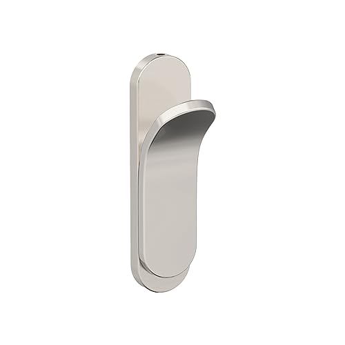 Image of Amerock Unison Single Prong Polished Nickel Wall-Mounted Hook | Decorative wall hook in durable zinc construction for coats, hats, bags, towels, and everyday organization