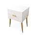 NMDCDH Stolik nocny biały z 2 szufladami drewnianymi, szafka nocna do sypialni czarny, prostota nowoczesna szafka nocna szara, sypialnia salon szafka do przechowywania, 40, 41,5, 59 cm (kolor: biały)