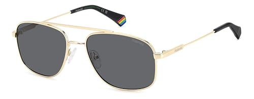 Polaroid Gold & Grey Classic Pilot Pilotenbrille Leichte Sonnenbrille Polarisierte Piloten Brille, golden