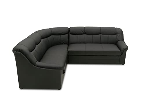 DOMO. collection Ecksofa Berlin, Zeitlose Leder-Eckcouch mit hochwertiger Federkern-Polsterung, Sofa in L-Form aus Kunstleder, 3 Sitzer rechts, Couch 205 x 250 x 89 cm, schwarz