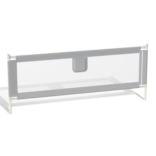 Barrera de cama anticaídas ajustable de un lado con malla transpirable gris 2