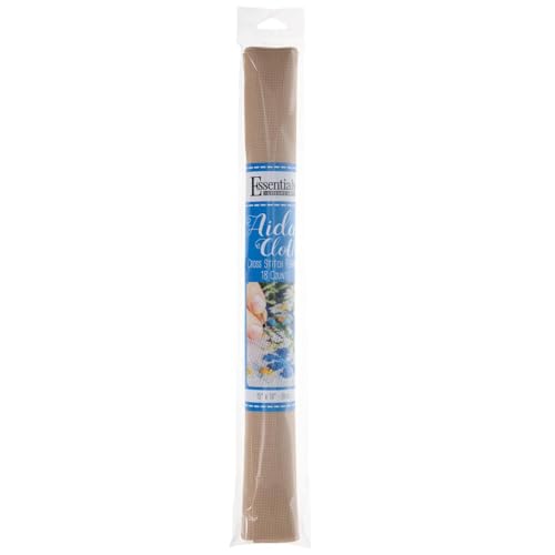 Essentials By Leisure Arts Aida Cloth 18 Count Beige Cross Stitch Fabric Embroidery Fabric Cross Stitch Supplies for Crafting Stitching and Sewing Projects 15X18