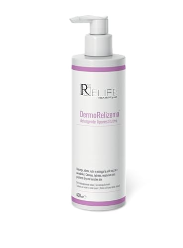 DermoRelizema detergente liporestitutivo - Deterge, aiuta a mantenere l'idratazione e l'elasticitĂ della pelle sensibile o secca e/o a tendenza atopica. Adulti e bambini. Flacone da 400 ml