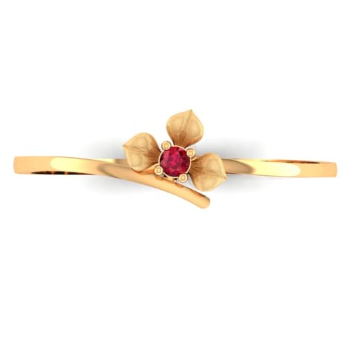 P.C. Chandra Jewellers 14KT (585) Delicate Yellow Gold Flower Rin...