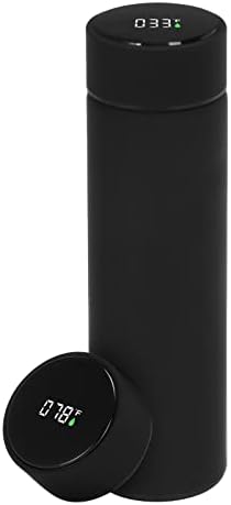 Thermos,15oz Coffee Thermos for Hot Drinks(Women,Men,Baby),Smart Sports Water Bottle with LED Fahrenheit Display,Frosted Feel,Keeps Hot for 12 Hrs,Cold for 12 Hrs(Black)
