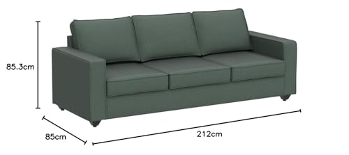 Image of Wakefit Sofa Set | 3 Year Warranty | Mini 3 Seater Sofa for Living Room, Wooden Couch - Napper Mini (Omega : Green)
