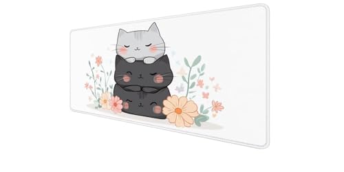 Tapis de souris XXL chat antidérapant pour éviter les glissements et les taches de boissons