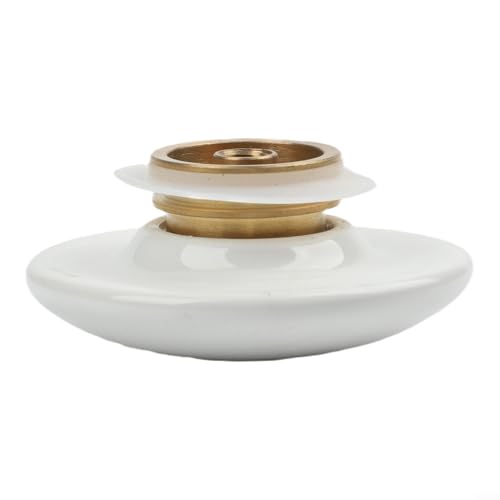 HomeVortex Botón de drenaje de latón de porcelana, fregadero de baño de 66 mm para fácil clic Clack tapón desplegable para retención de agua, para cubierta de cerámica en blanco o negro (blanco)