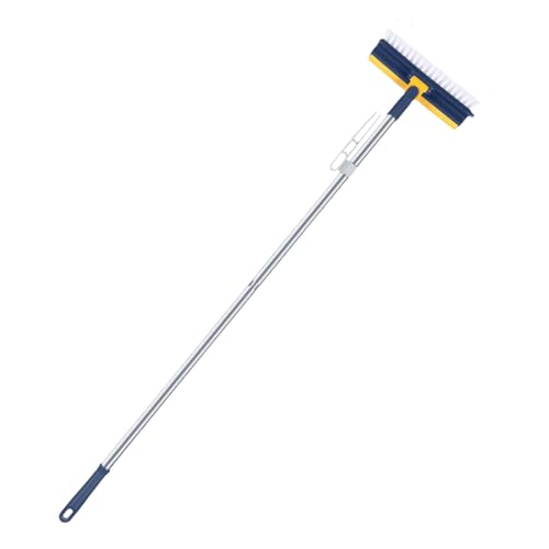 Spazzola per pavimenti con raschietto, spazzola per la pulizia del pavimento e raclette spazzola per pulire la malta - Spazzola a setole rigide rotante a 180 °, spazzola a forma di V per la pulizia