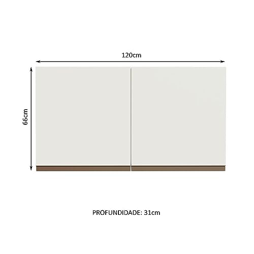 Armário Aéreo Madesa Reims 120 cm 2 Portas - Branco